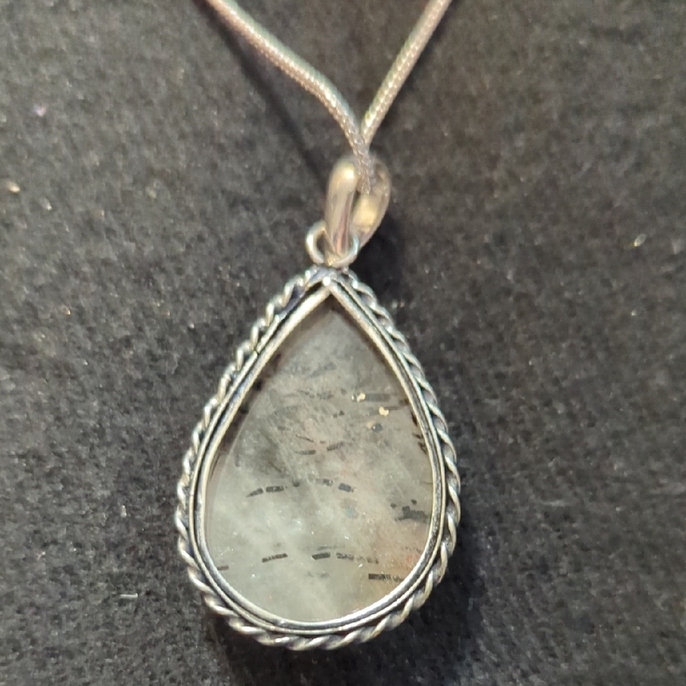 Silver Plated Translucent White Black Rutilated Q… - image 5